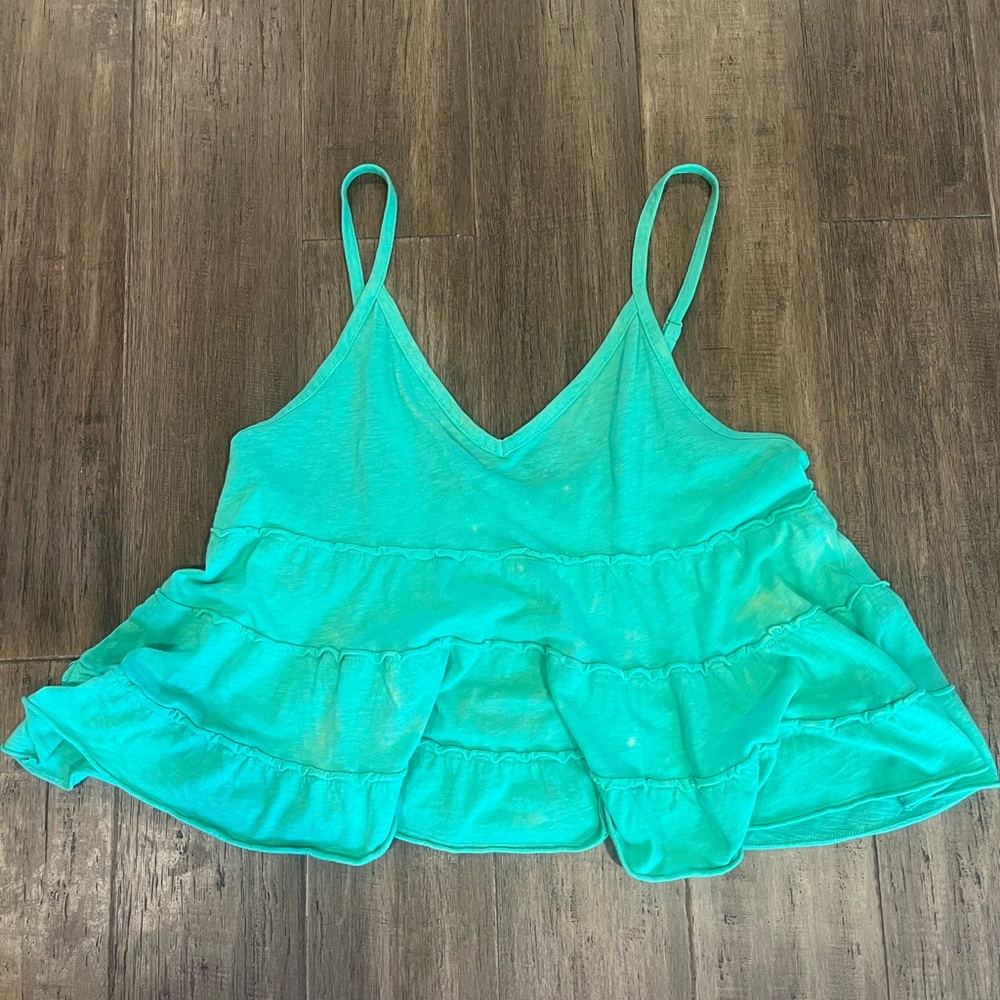 American Eagle Outfitters Blue Green Ruffled Camisole